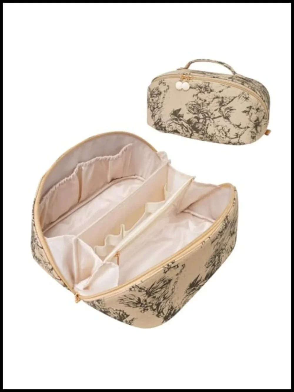 Waterproof PU Leather Cosmetic Bag with Divider and Handle